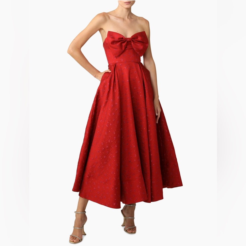 Sau Lee Juliette Jacquard Bow Cocktail Dress - Size 4 ❤️
